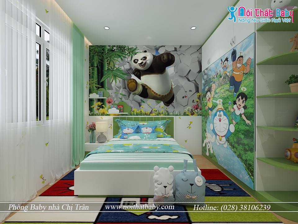 Phòng ngủ màu xanh lá cây cho baby